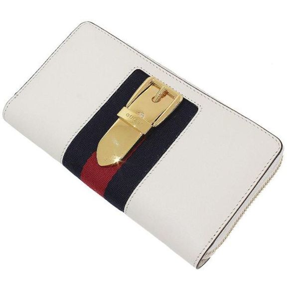 Gucci Sylvie Design Leather Round Long Wallet White Box Bag - Picture 1 of 5